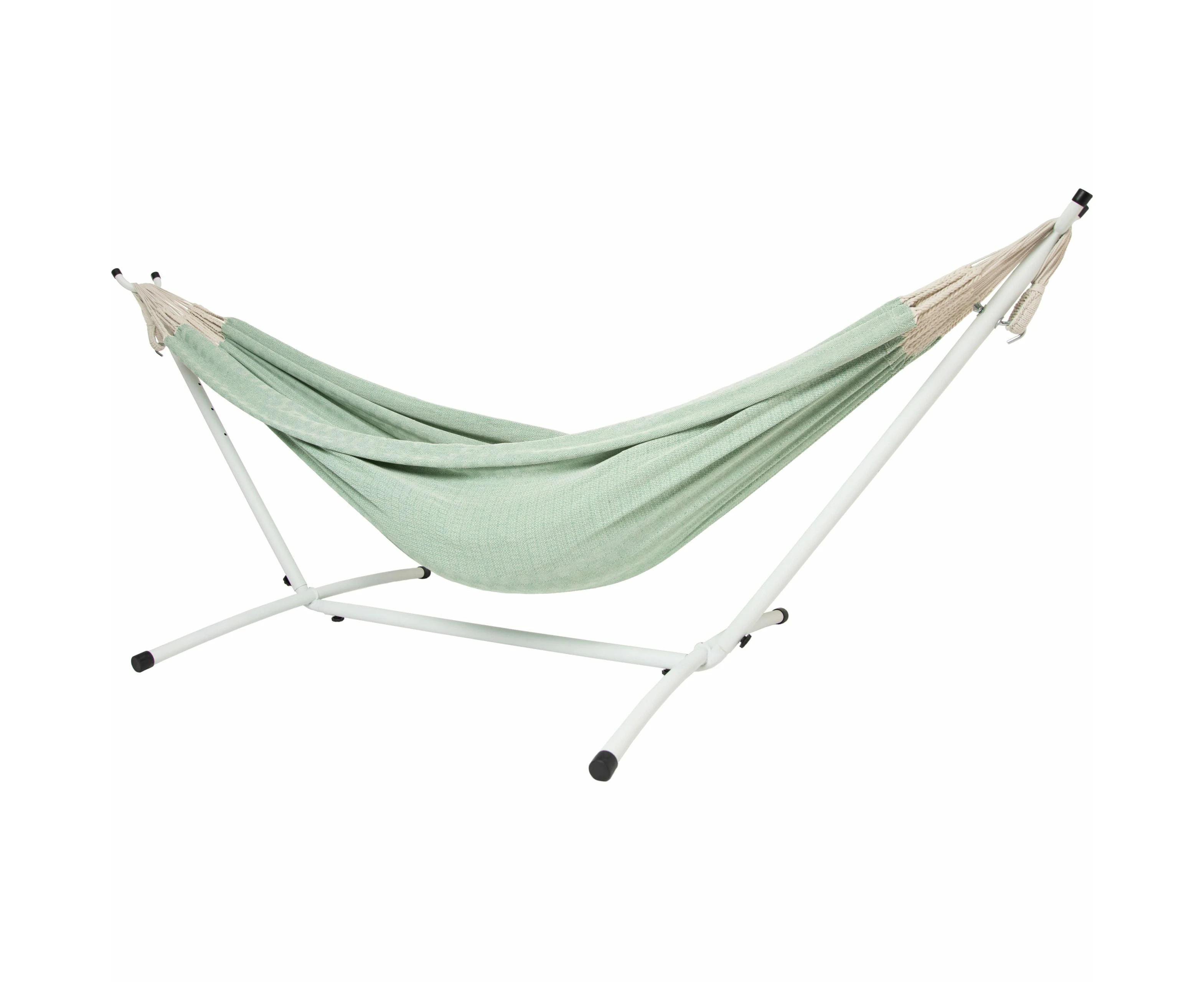 10ft White Universal Steel Hammock Stand & Authentic Double Clasico Hammock in Eucalyptus