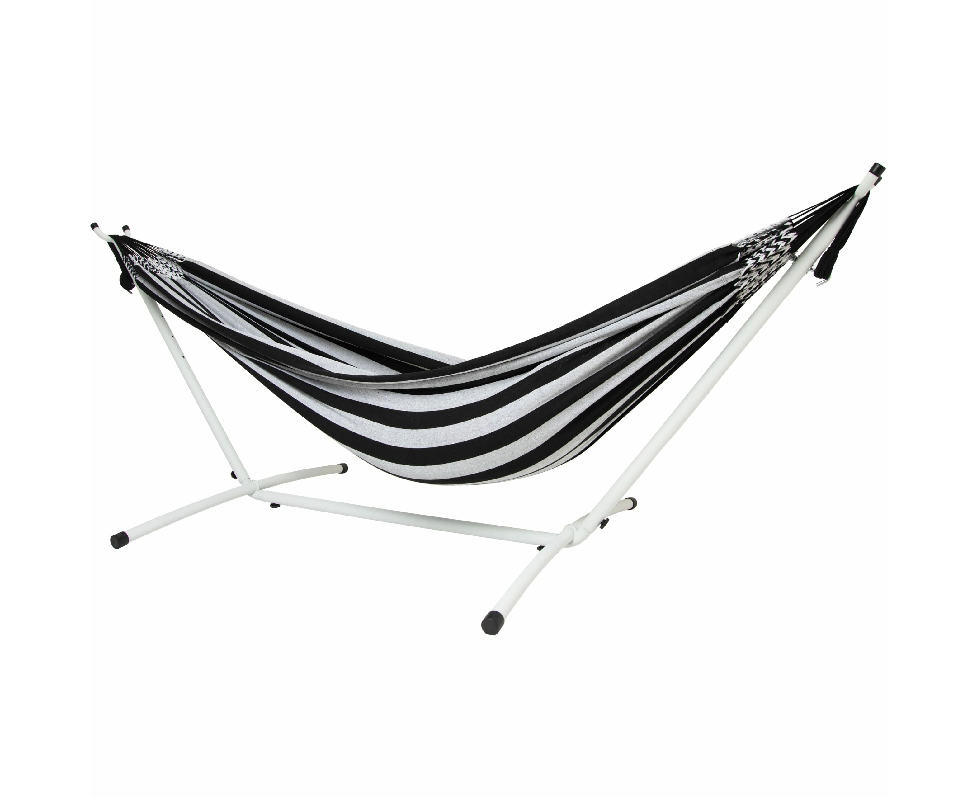 10ft White Universal Steel Hammock Stand &  Authentic Double Raya Hammock in Binario