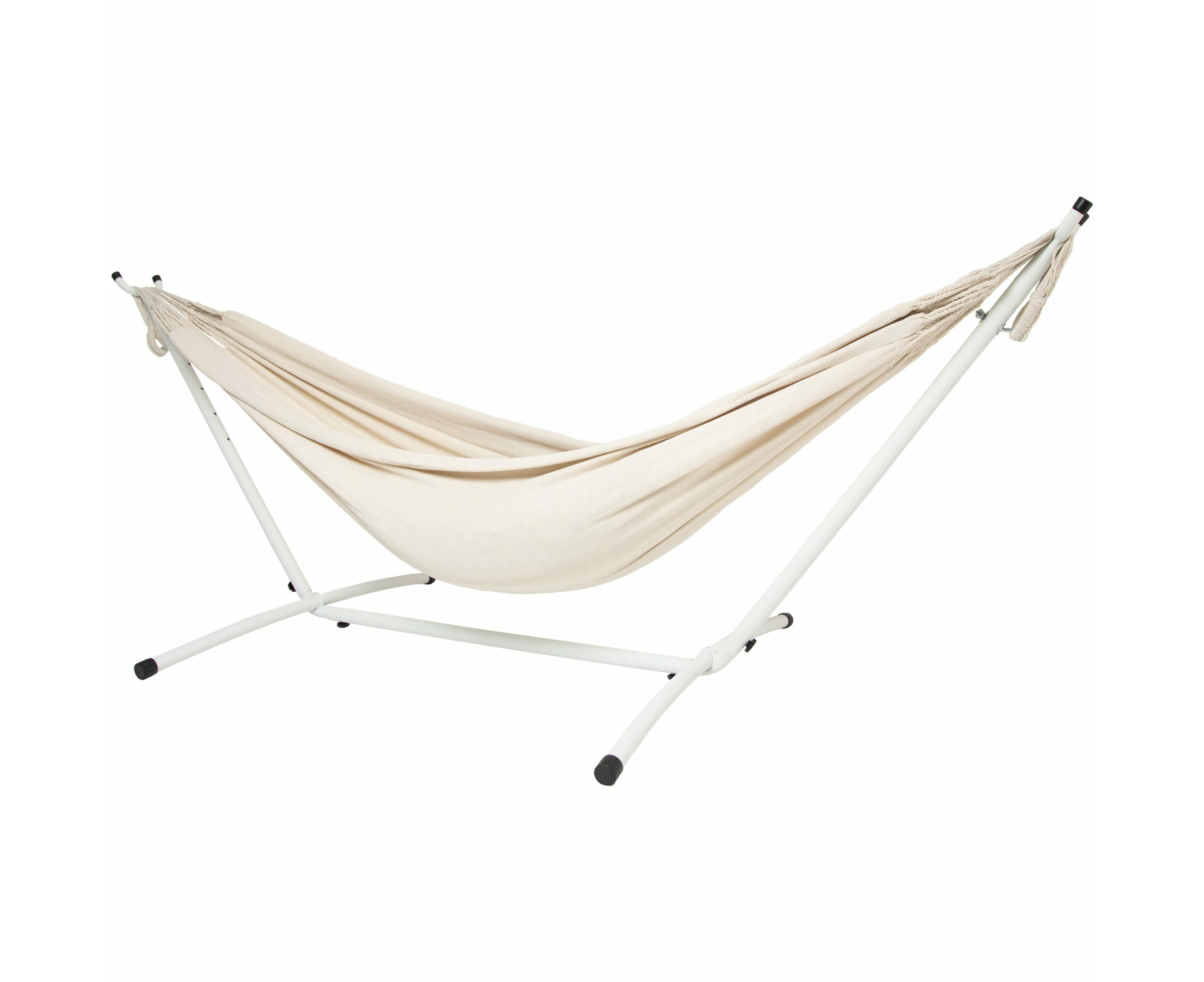 10ft White Universal Steel Hammock Stand & Authentic Double Clasico Hammock in Natura