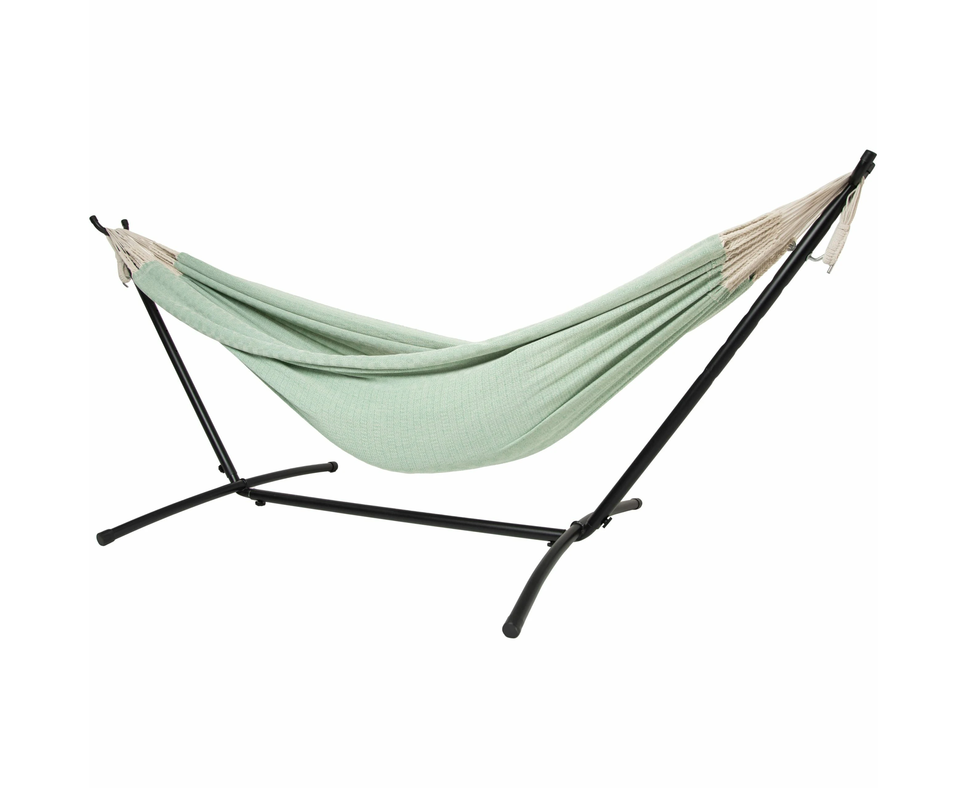 10ft Black Universal Steel Hammock Stand & Authentic Double Clasico Hammock in Eucalyptus