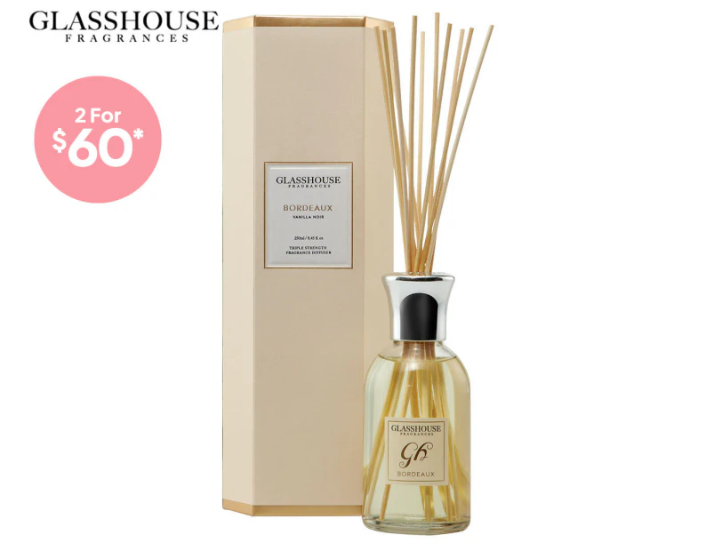 Glasshouse Fragrances Bordeaux Vanilla Noir Triple Strength Reed Diffuser 250mL