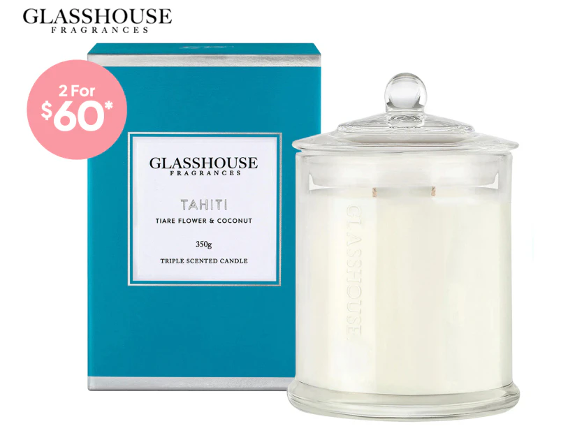 Glasshouse Tahiti - Tiare Flower & Coconut 350g Triple Scented Candle