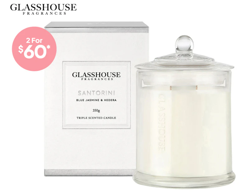 Glasshouse Santorini - Blue Jasmine & Hedera 350g Triple Scented Candle