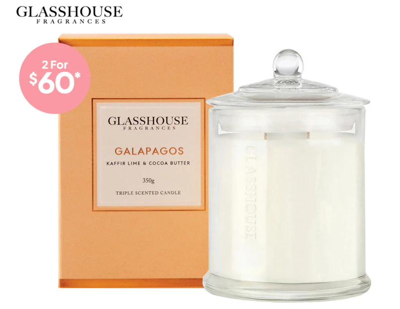 Glasshouse Galapagos - Kaffir Lime & Cocoa Butter 350g Triple Scented Candle