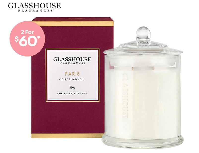 Glasshouse Paris - Violet & Patchouli 350g Triple Scented Candle