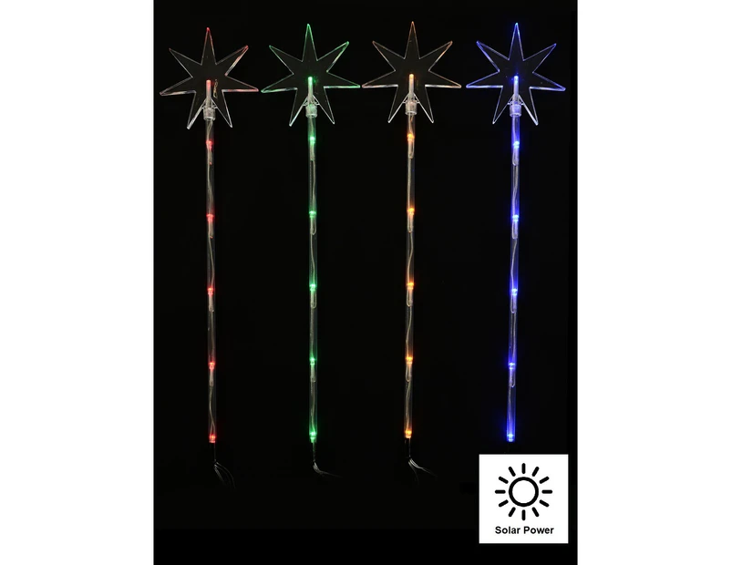 Multi Colour LED North Star Solar Powered Christmas Path Lights - 4 x 48cm