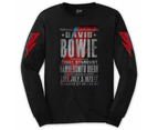 David Bowie Unisex Long Sleeved T-Shirt: Hammersmith Odeon (Arm Print) - Black