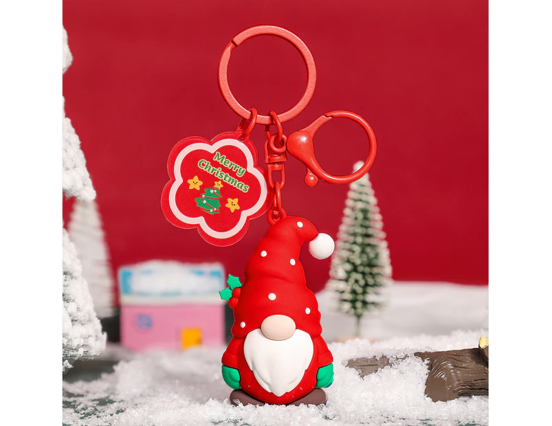 Christmas Keychain Purse Bag Backpack Charm Pendant Keychain Christmas Accessories-Red