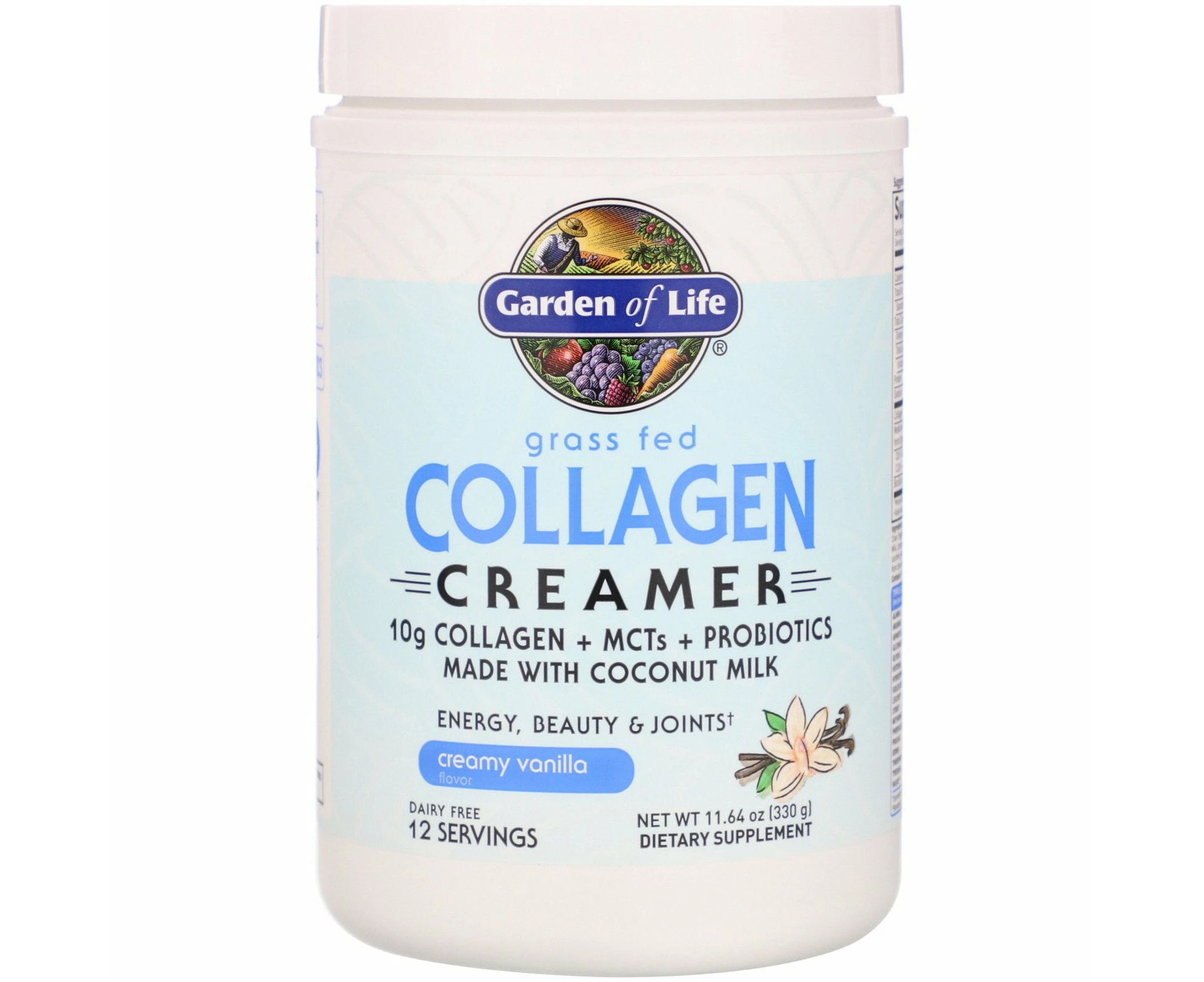 Garden of Life, Grass Fed Collagen Creamer, Creamy Vanilla, 11.64 oz (330 g)