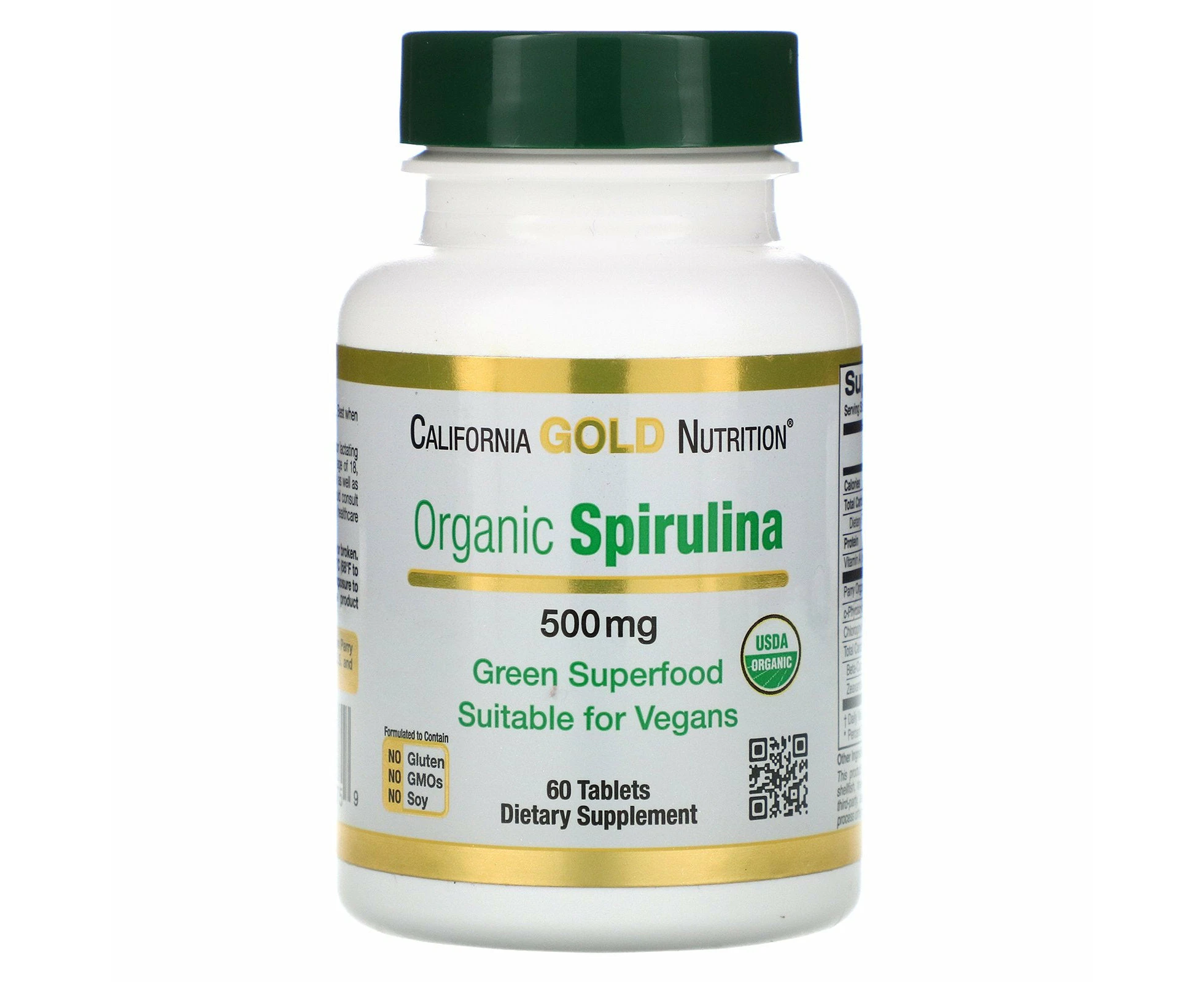 California Gold Nutrition, Organic Spirulina, USDA Certified, 500 mg, 60 Tablets