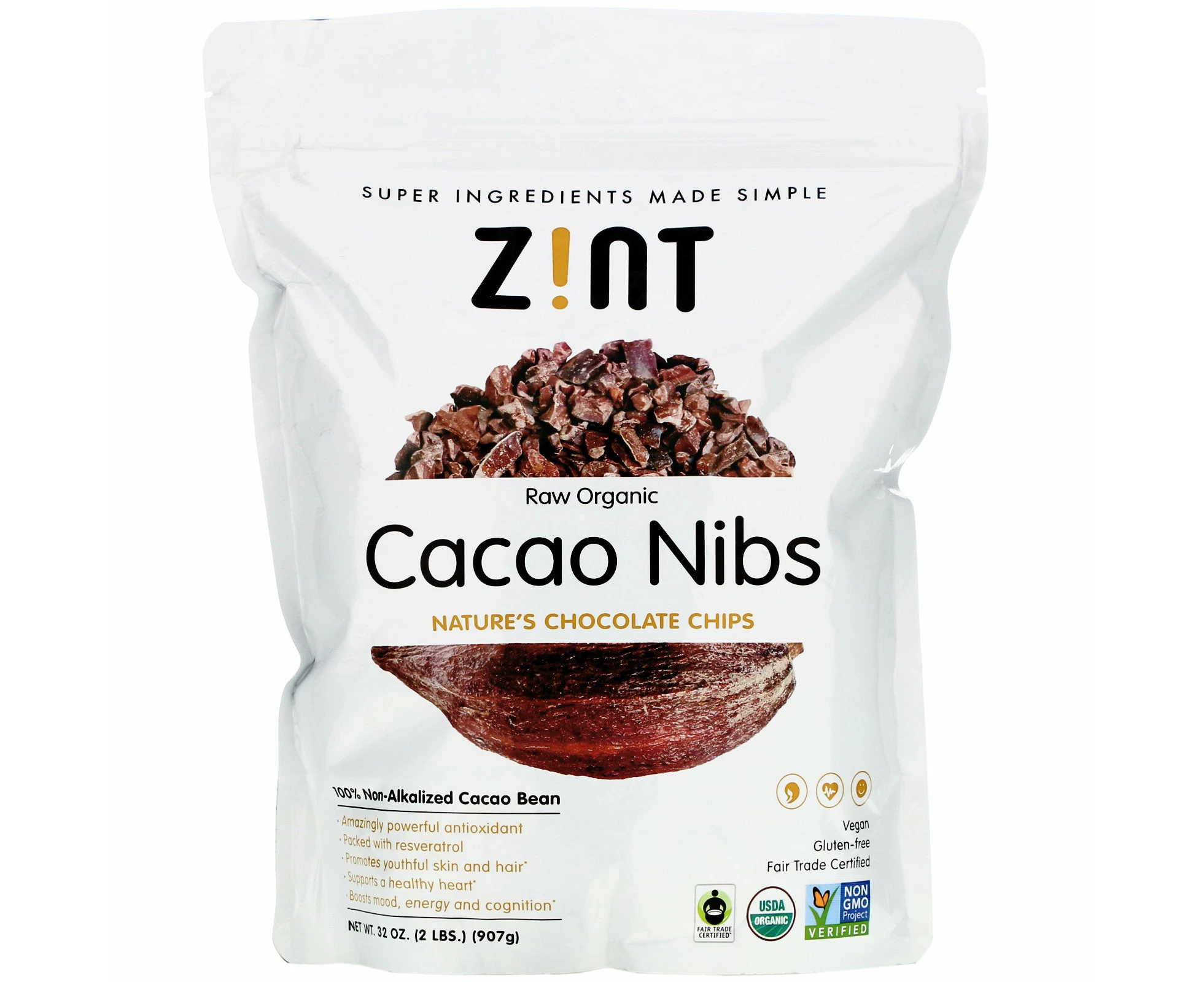 Zint, Raw Organic Cacao Nibs, 32 oz (907 g)