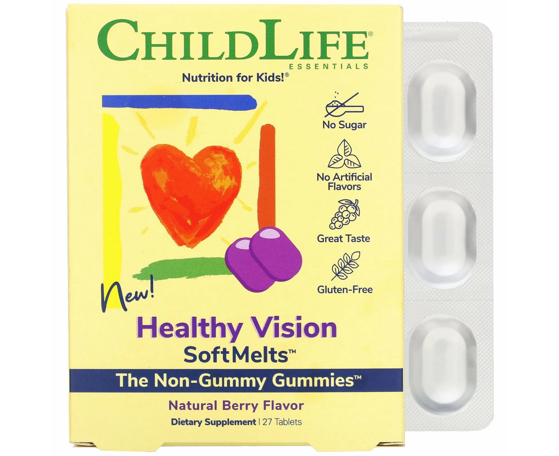 ChildLife, Healthy Vision SoftMelts, Natural Berry Flavor, 27 Tablets