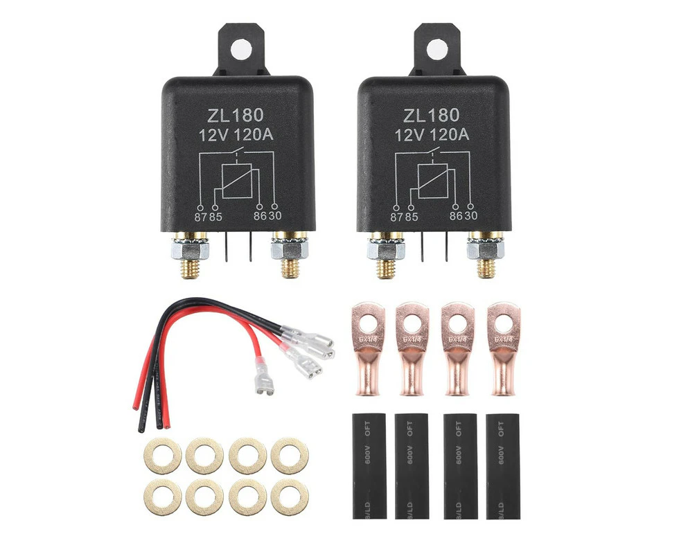 2PC 200A Starter Relay 4 Pin Split Charge Relay Switch 12V Continuous SPST High Current 4 Terminal Car Starter Control Relay for Automotive Truck Boat