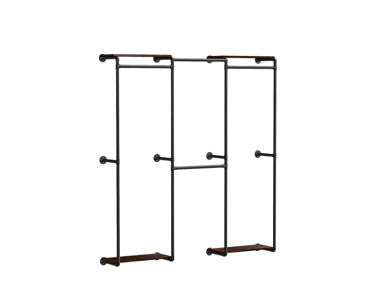 Hansona Vintage Wall-Mounted Industrial Pipe Clothes Rack with Shelves