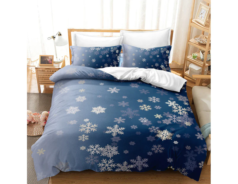 Christmas Snowflake Prints Single Double Queen King Size Quilt Cover Pillowcases