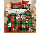 Christmas Classic Green Plaid Single Double Queen King Size Quilt Cover Pillowcases