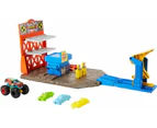 Hot Wheels Monster Trucks Blast Station Playset: Unleash Demolition Mayhem With A Derby Truck & 3 Crushable Cars!