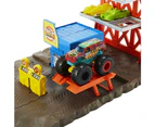 Hot Wheels Monster Trucks Blast Station Playset: Unleash Demolition Mayhem With A Derby Truck & 3 Crushable Cars!