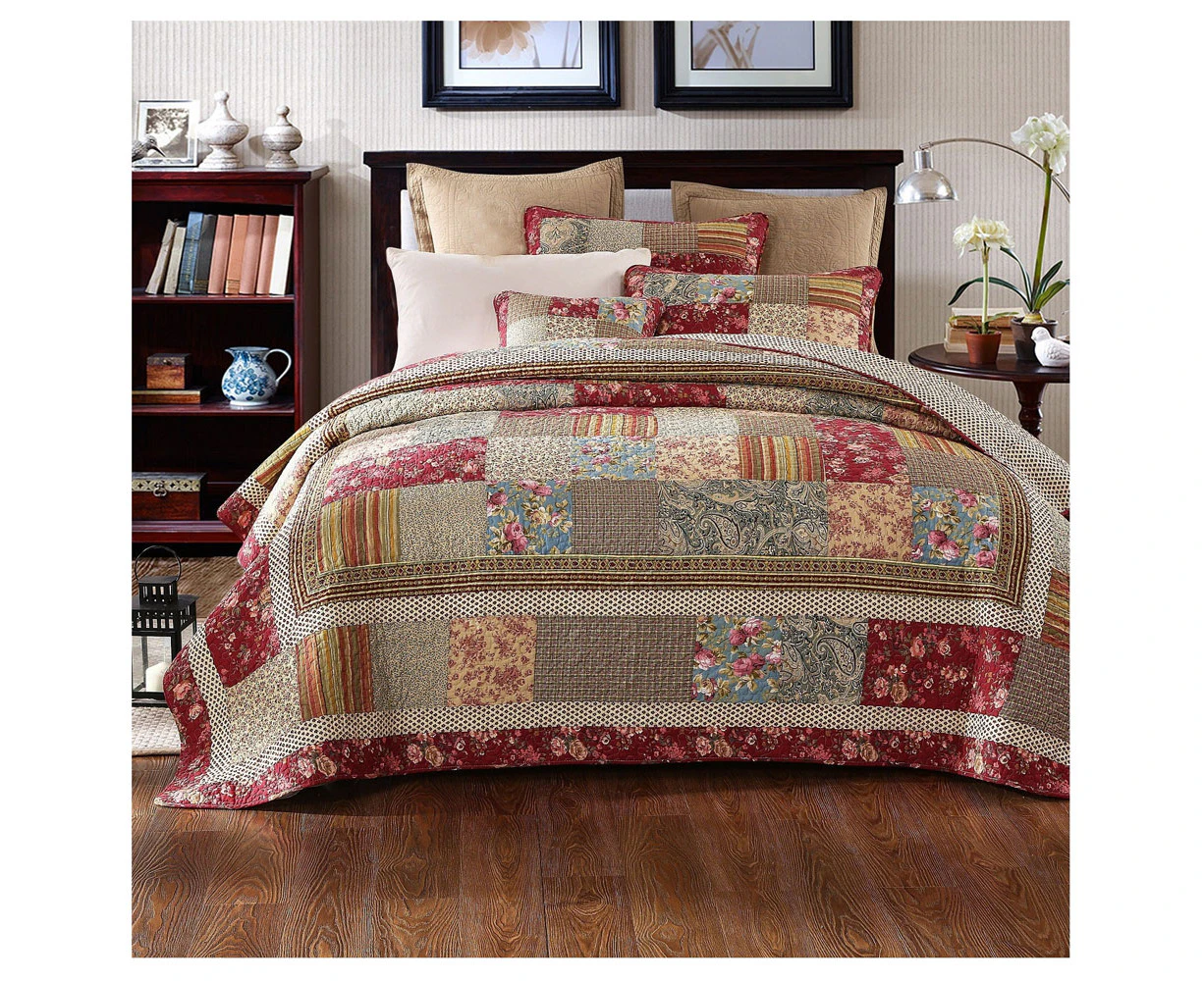 Patchwork Bed Quilt Broadway Coverlet Size Throw 130x155cm