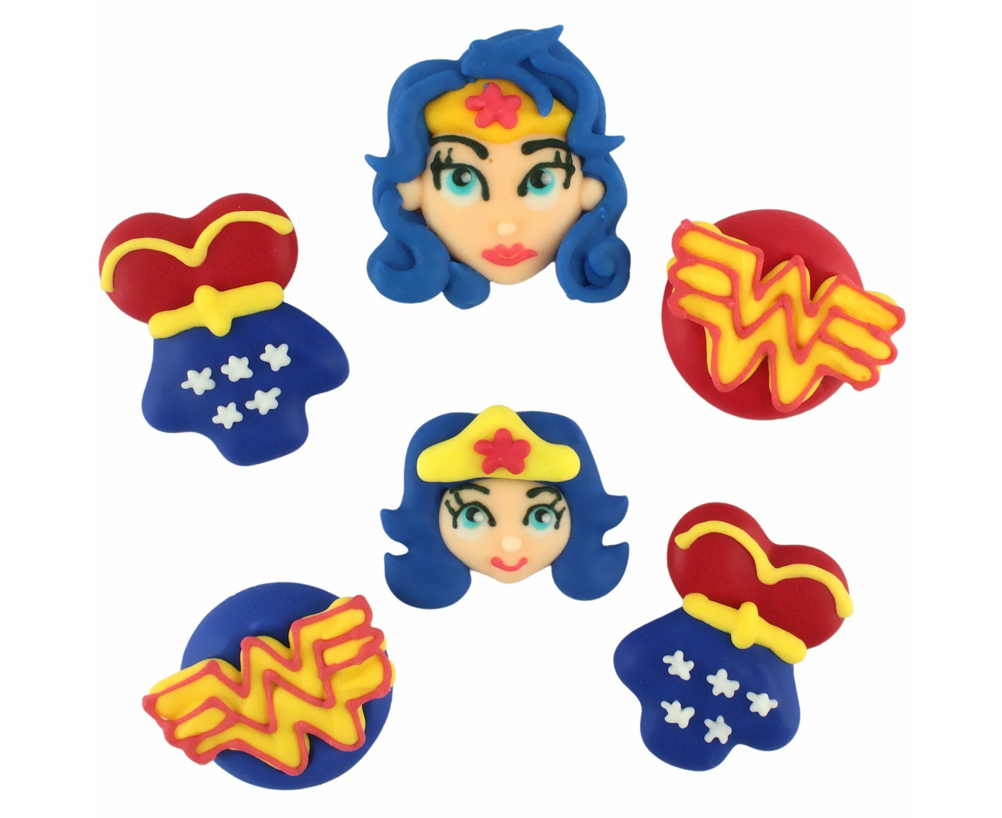 Wonder Woman Edible Sugar Cupcake Decorations (Pack of 6)