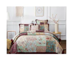 Patchwork Bed Quilt Dramatic Floral Coverlet Queen 230x230cm