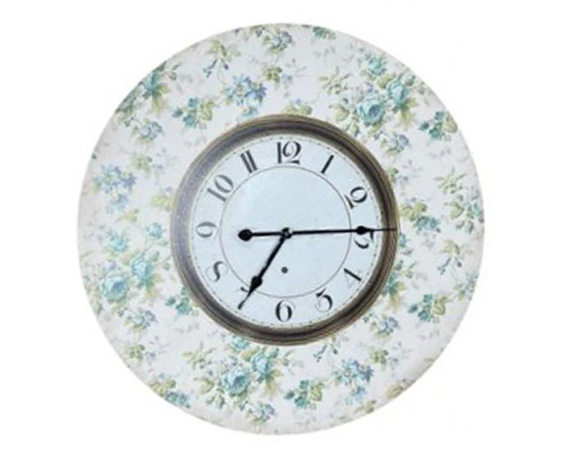 Clock Floral Blue Flowers on Rim Wall Clocks 58cm