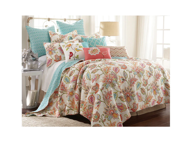 Patchwork Bed Quilt Sophia Coverlet Large Throw 130x180cm