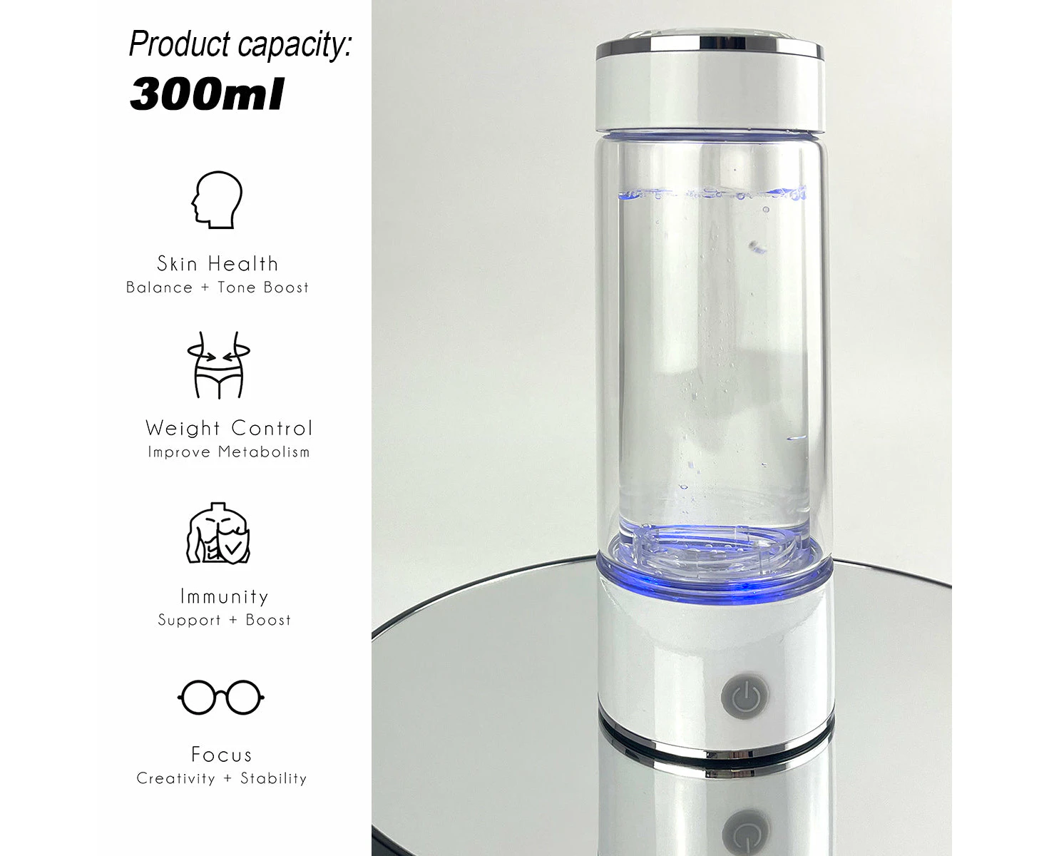 300ml H2 Hydrogen Water Bottle Alkaline Ionizer High compatibility AU