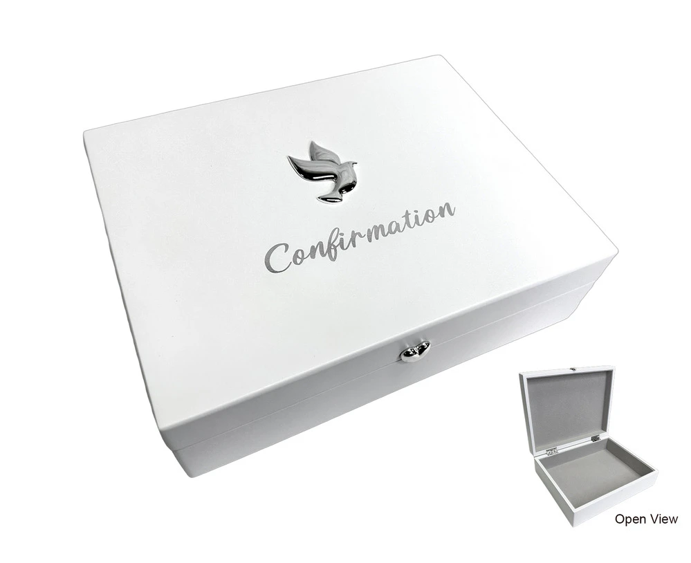 Confirmation Memory Keepsake Box - White