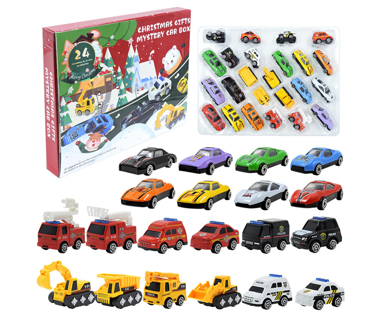 Christmas Advent Calendar 24 Days Countdown Calendar Toys Pull Back Cars Vehicles for Kids Party Favors Christmas Gift