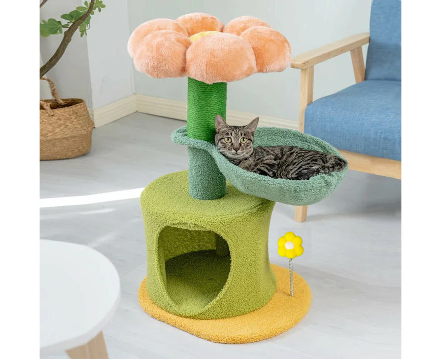 Flower-Styled Cat Tree with Soft Nest & Scratching Posts - B(45*37*70cm 5.7kg)