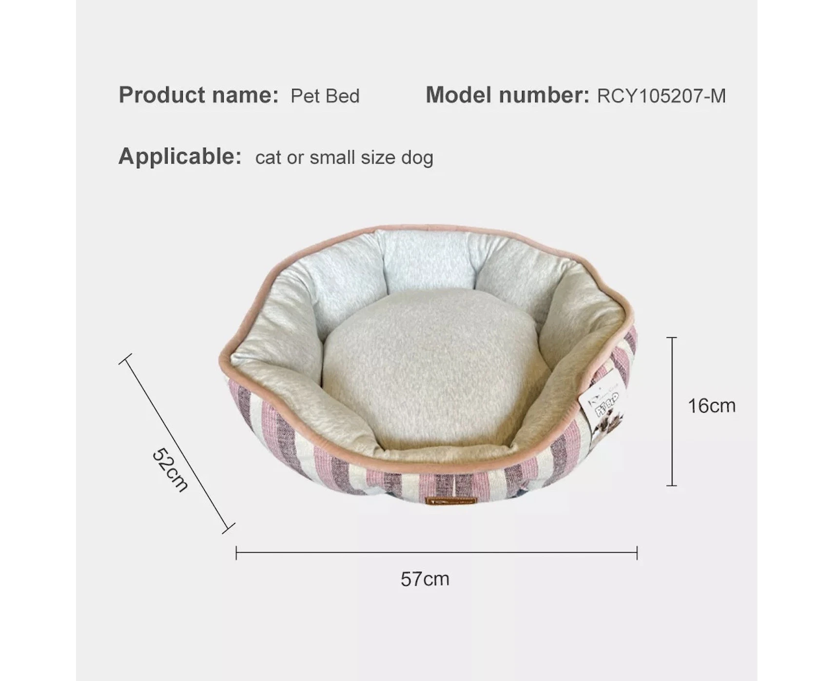 Dog Cat Pet Calming Bed Warm Soft Round Nest Comfy Sleeping Kennel Cave AU [Size: Pink M 57*57*16cm]