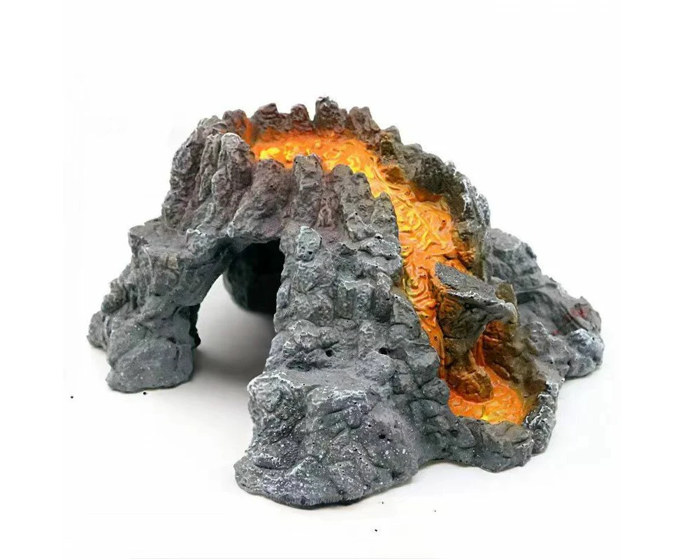 Aquarium Fish Tank Rockery Landscaping Cave Castle Mountain Decoration Ornament - Volcano Model