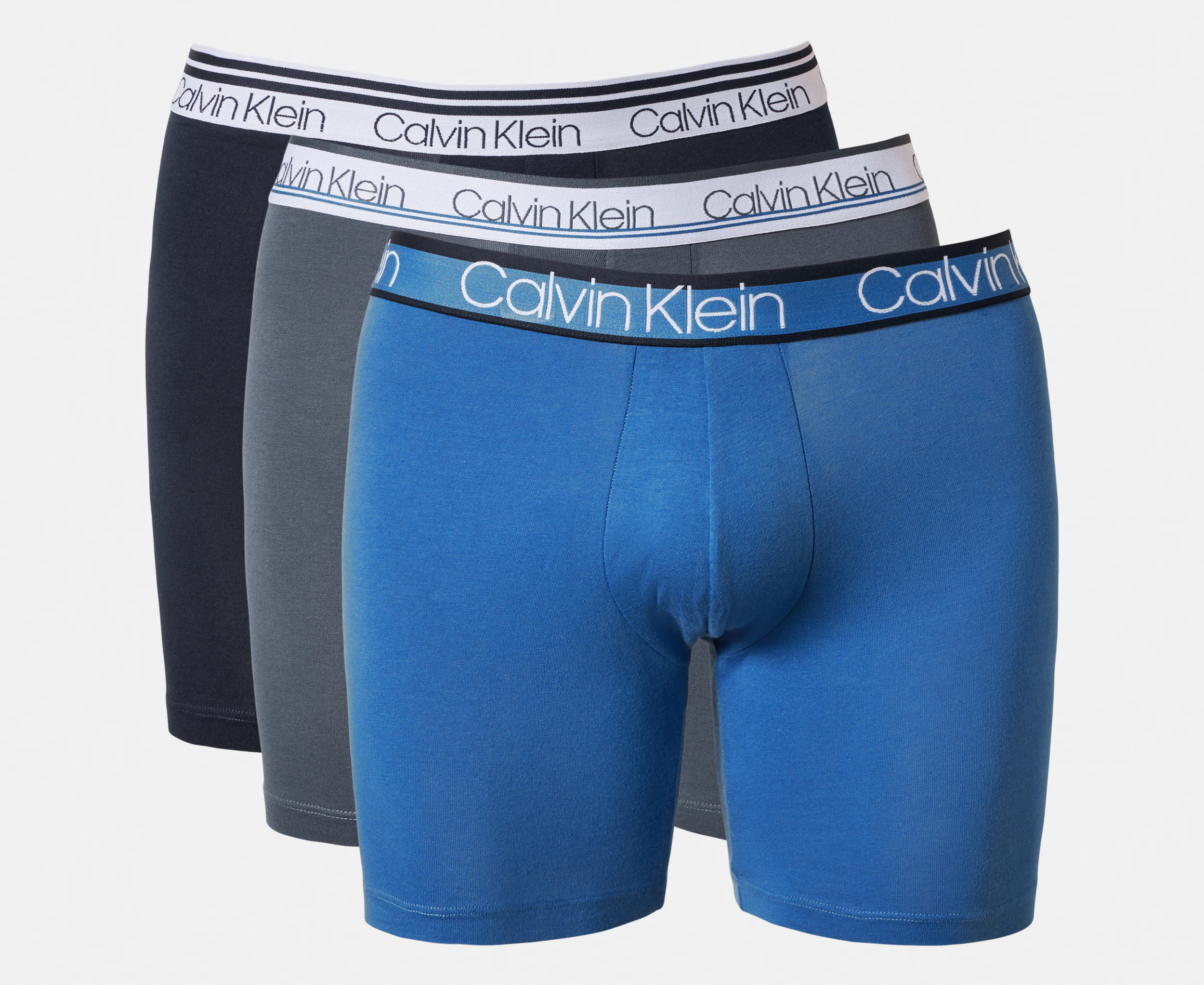 Calvin Klein Men's Variety Waistband Cotton Stretch Boxer Briefs 3-Pack - Shoreline/Delft/Turblence