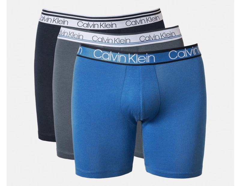 Calvin Klein Men's Variety Waistband Cotton Stretch Boxer Briefs 3-Pack - Shoreline/Delft/Turblence