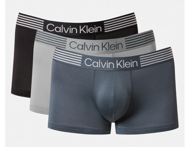 Calvin Klein Men's Microfibre Low Rise Trunks 3-Pack - Black/Turbulence/Wolf Grey