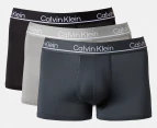 Calvin Klein Men's Microfibre Low Rise Trunks 3-Pack - Black/Turbulence/Grey Heather