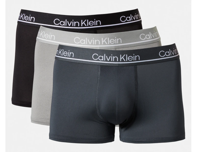 Calvin Klein Men's Microfibre Low Rise Trunks 3-Pack - Black/Turbulence/Grey Heather