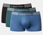 Calvin Klein Men's Microfibre Low Rise Trunks 3-Pack - Black/Atlantic Deep/Delft