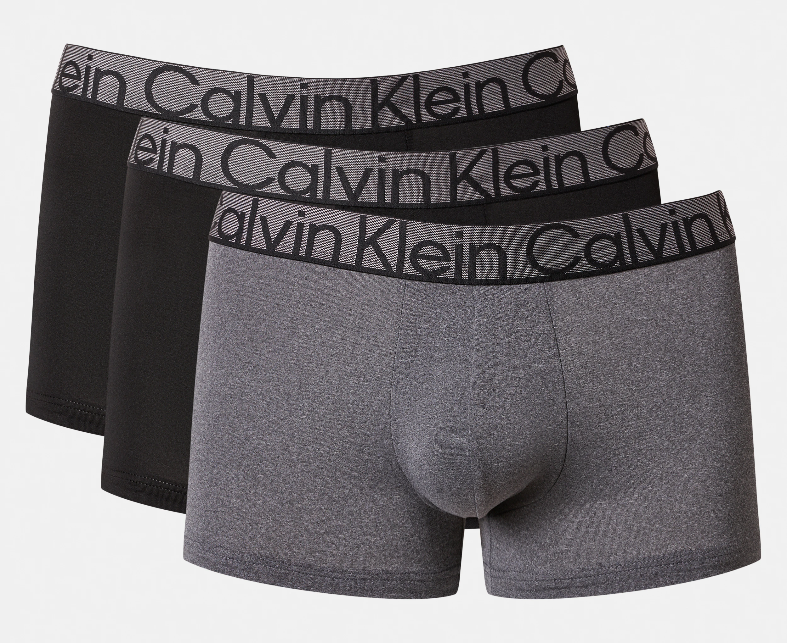 Calvin Klein Men's Microfibre Low Rise Trunks 3-Pack - Black/Heather