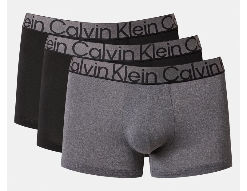 Calvin Klein Men's Microfibre Low Rise Trunks 3-Pack - Black/Heather