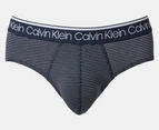 Calvin Klein Men's Cotton Stretch Hip Briefs 3-Pack - Shoreline/Board Stripe/Wolf Grey