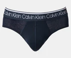 Calvin Klein Men's Cotton Stretch Hip Briefs 3-Pack - Shoreline/Board Stripe/Wolf Grey