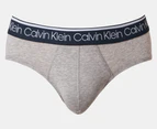 Calvin Klein Men's Cotton Stretch Hip Briefs 3-Pack - Shoreline/Board Stripe/Wolf Grey