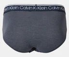 Calvin Klein Men's Cotton Stretch Hip Briefs 3-Pack - Shoreline/Board Stripe/Wolf Grey