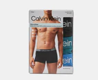 Calvin Klein Men's Microfibre Low Rise Trunks 3-Pack - Black/Atlantic Deep/Delft