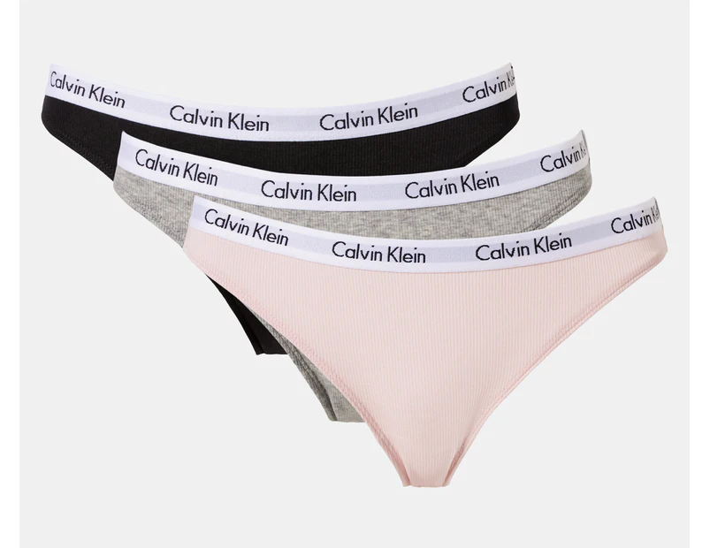 Calvin Klein Women's Carousel Bikini Briefs 3-Pack - Black/Grey Heather/Nymph's Thigh