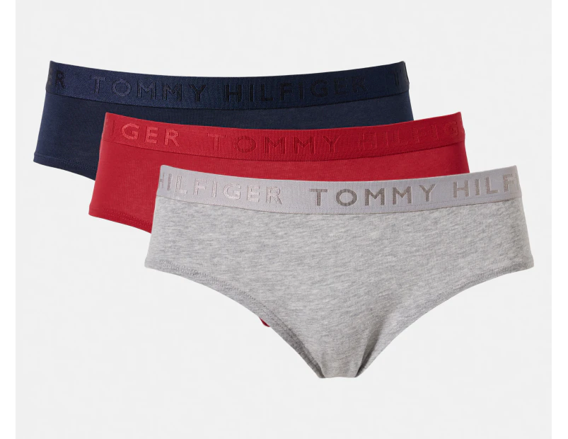 Tommy Hilfiger Women's Cotton Hipster Briefs 3-Pack - Red/Grey/Navy