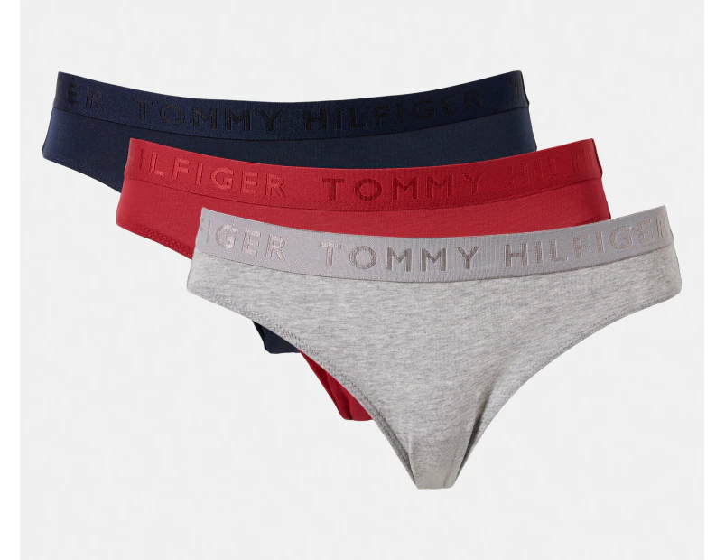 Tommy Hilfiger Women's Cotton Bikini Briefs 3-Pack - Grey/Red/Navy