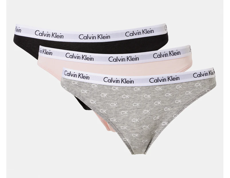 Calvin Klein Women's Carousel Bikini Briefs 3-Pack - Black/Nymph's Thigh/CK Grey Heather